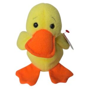 Ty Beanie Babies Quackers Duck Plush 6" Vintage 1994 Retired Spring Farm Retro